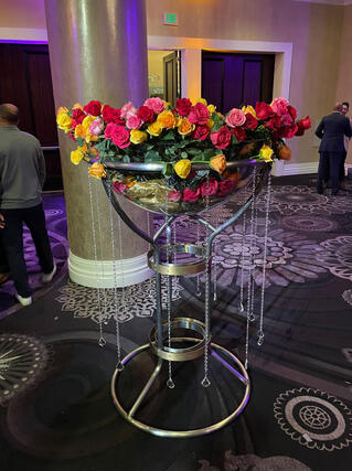 Martini Glass Centerpiece with Flowers
